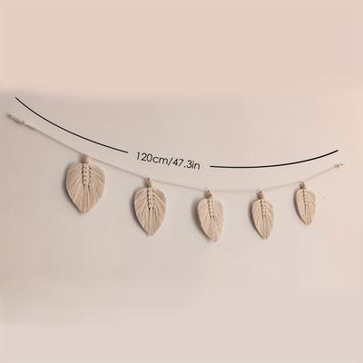 TEMU A Macrame Wall Hanging In A Bohemian Style, Featuring A Simple Handmade Leaf Tapestry, Decorating A Background Wall Or As A Headboard Accent. Image