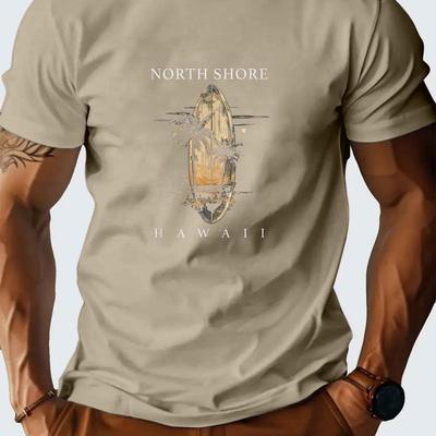 TEMU North Shore Surfer Spring And Summer Men's Short-sleeved T-shirts Printed Tops Summer T-shirts Image