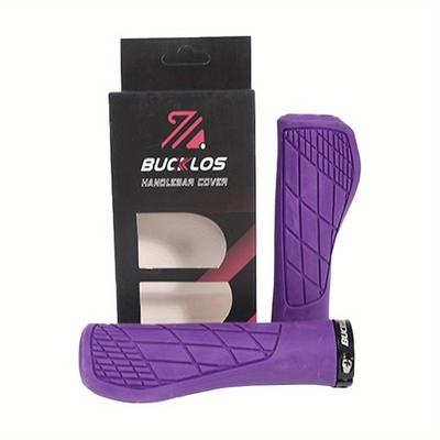 TEMU Bucklos Shock-absorbing Rubber Bike Handlebar Grips - Lockable Mtb Cuffs, Comfortable Textured Surface For Control, Multiple Colors (black, Red, Brown, Blue, Purple, Orange, Gray), Bike Grips Image
