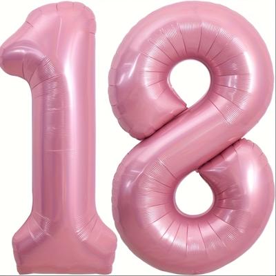 TEMU 40 Inch Large Light Pink Number 16/18/21/30/40//70 Balloons Digital Helium Balloons, Pink Foil Mylar Big Number Balloons For Birthday Party 70th N Anniversary Supplies Decoration Image