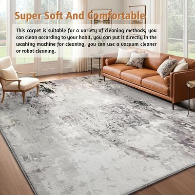 TEMU Velvet 850g/sqm Indoor Machine Washable Bedroom Interior Aesthetic Exquisite Mat Decoration Soft Super Thick Anti-slip Antique Retro Decor Multifunctional Mat For Living Room And Dining Room Image