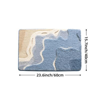 TEMU Absorbent Bathroom Rug, Non-slip Comfortable Bath Mat With Beach Pattern, Premium Floor Mat For Bathroom, Sink, Bathtub, Shower - Machine Washable, Polyester, Dajiang Image