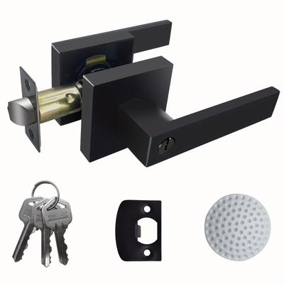 TEMU 1pc Square Door Handle, W/, Heavy Duty Door Handle, Interior/outdoor Door Handle For Bathroom W/ + Privacy Image