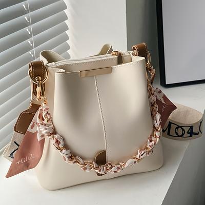 TEMU Women's Elegant Bohemian Bucket Crossbody Bag - Adjustable Shoulder Strap, Zipper Closure, With Golden-tone Hardware, Versatile For Daily & Casual () Image