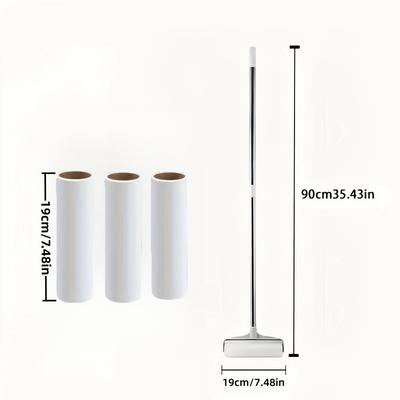 TEMU This Oversized Lint Remover Kit Includes 3 Replacement Rollers, To Reach And Reusable Sticky Rollers, Suitable For Floors, Carpets, And Car To Remove Pet Hair - Manual, No Power Needed - Winter. Image