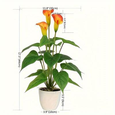 TEMU 1 Bunch Artificial Calla Lily Plant, 20.8 Inches, Contemporary Style, Plastic Flowers, Home Office Indoor/outdoor Decor, Modern Greenery Image