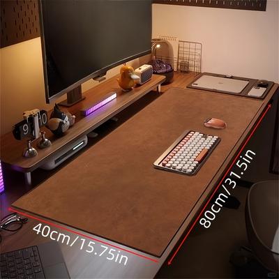 TEMU Ergonomic Vintage Leather Desk Mat - Double-sided, Non-slip, Water-resistant, Washable & Waterproof - Office And Home - High-quality Pu Leather With And Durability, Desk Pad Image