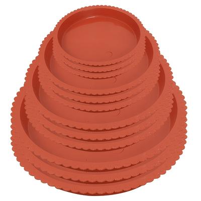 TEMU 12pcs (including 4 Sizes) Brick Red Round Plastic Flower Pot Base Mat - Translucent, Recyclable Plant Plate, Suitable For Indoor And Outdoor Use, Soil For Flowerpots Image