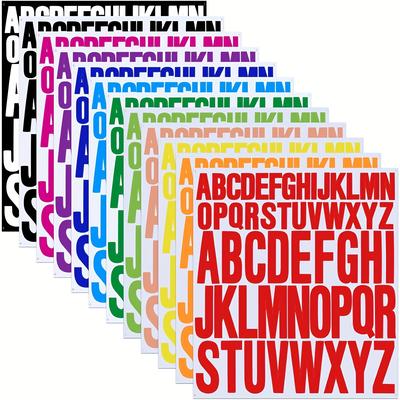 TEMU 12 Sheets/624pcs Of 1 Inch And 2 Inch Colored Letter Waterproof Stickers, Self-adhesive Vinyl Office Stickers, Suitable For Offices, Schools, And Homes Image