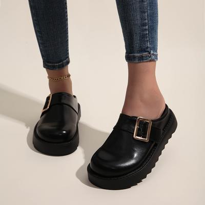 TEMU Women' Platform Slip-on Loafers - Comfortable Thick Sole, Cover Strap Design, Round Toe Style, Casual Outfits Image
