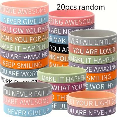 TEMU 10//40pcs Inspirational Silicone Bracelets, Wholesale Colorful Inspirational Wristbands Accessories For Adults At Home, Office, Party Gifts And Gifts Image