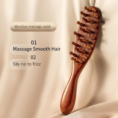 TEMU 2025 New Massage Comb With Thick Wooden Teeth Made Of Sandalwood