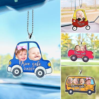 "TEMU 2d Flat, Personalized "drive Safe, Daddy" Acrylic Car Hanger With Smiling Design - Red , Perfect Gift For New Dads, Husbands, And Grandpas, New Dad Gift | Theme | Glossy Finish" Image