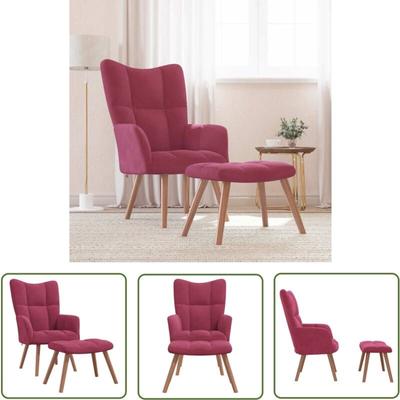 Relaxsessel mit Hocker Weinrot Samt - Sessel - Wohnraumgestaltung - Samt Sessel - Bequemlichkeit Image