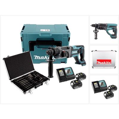 Makita - dhr 241 rtj Akku Bohrhammer 18 v Li-Ion mit SDS-Plus Aufnahme im Makpac + 2x bl 1850 b 5,0 Image