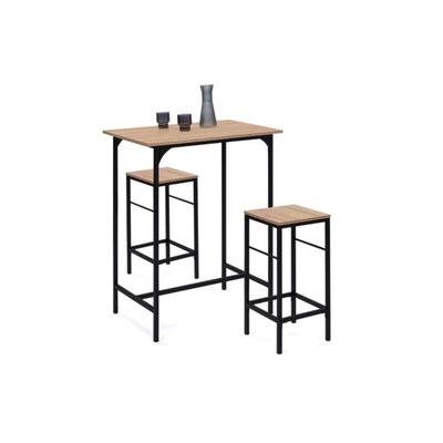 Idmarket - Set Bar-Hochtisch detroit 80 cm und 2 Hocker Industriedesign Image