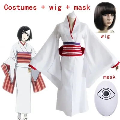 Anime Noragami Cosplay Kostüme Nora Kimono Komplettset (Kleidung + Schleife + Gürtel + Kopfbedeckung Image