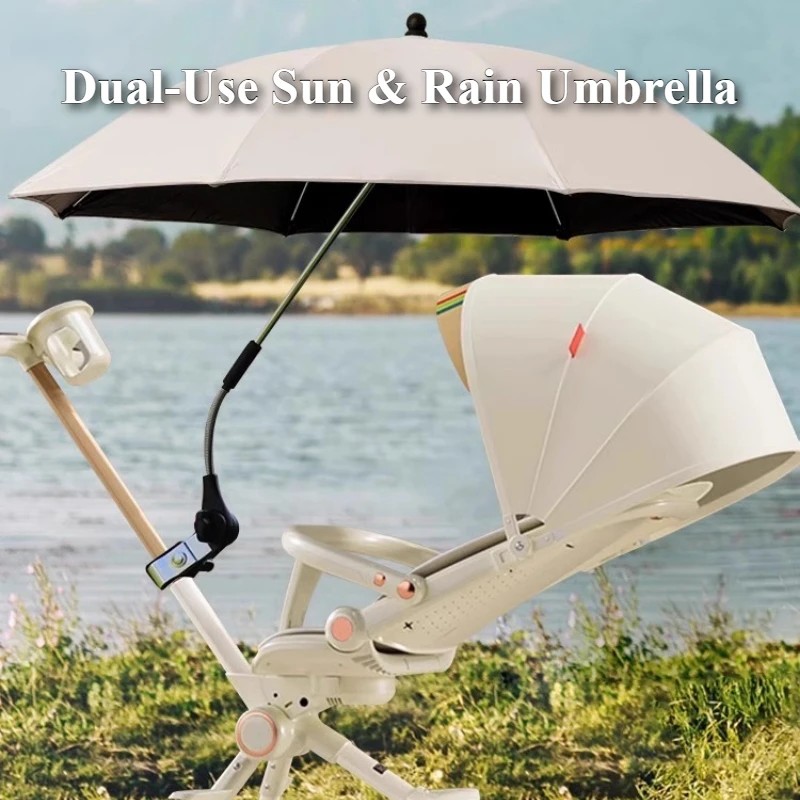 Eary Verstellbare Halterung für Kinderwagen, Zubehör für Kinderwagen, Regenschirmhalter, faltbarer Regenschirm, UV-Sonnenschutz, regenfest