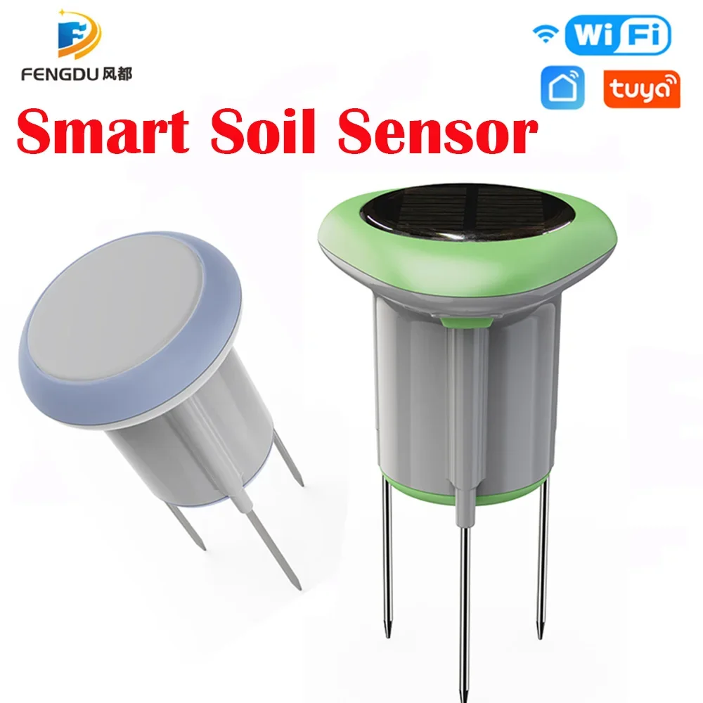 Tuya Smart Solar-Bodensensor, IP66, wasserdicht, 3-in-1, App-Steuerung, Bodentemperatur, Feuchtigkeit und EC-Erkennung Image