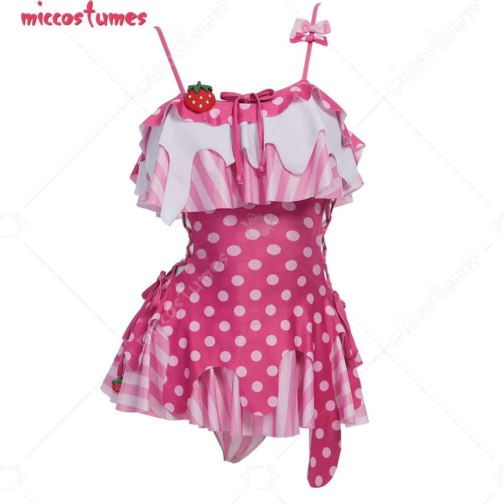 Haikyuu Damen-Badeanzug mit Erdbeere, Kawaii, einteiliger Badeanzug, süßer Badeanzug, Schnür-Bademode, Strand, Schwimmbad Image