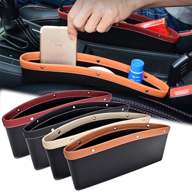 Pu Leder Auto Organizer Lagerung Autos itz Schlitz Lücke Tasche Universal Fahrersitz Catcher Getränke halter Auto Interieur Zubehör Image