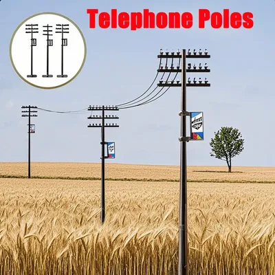 3 Teile/los Simulation Telefonstangen 1:42/1:87/1:100 Elektrische Linie Pole Modell Kit Für Image