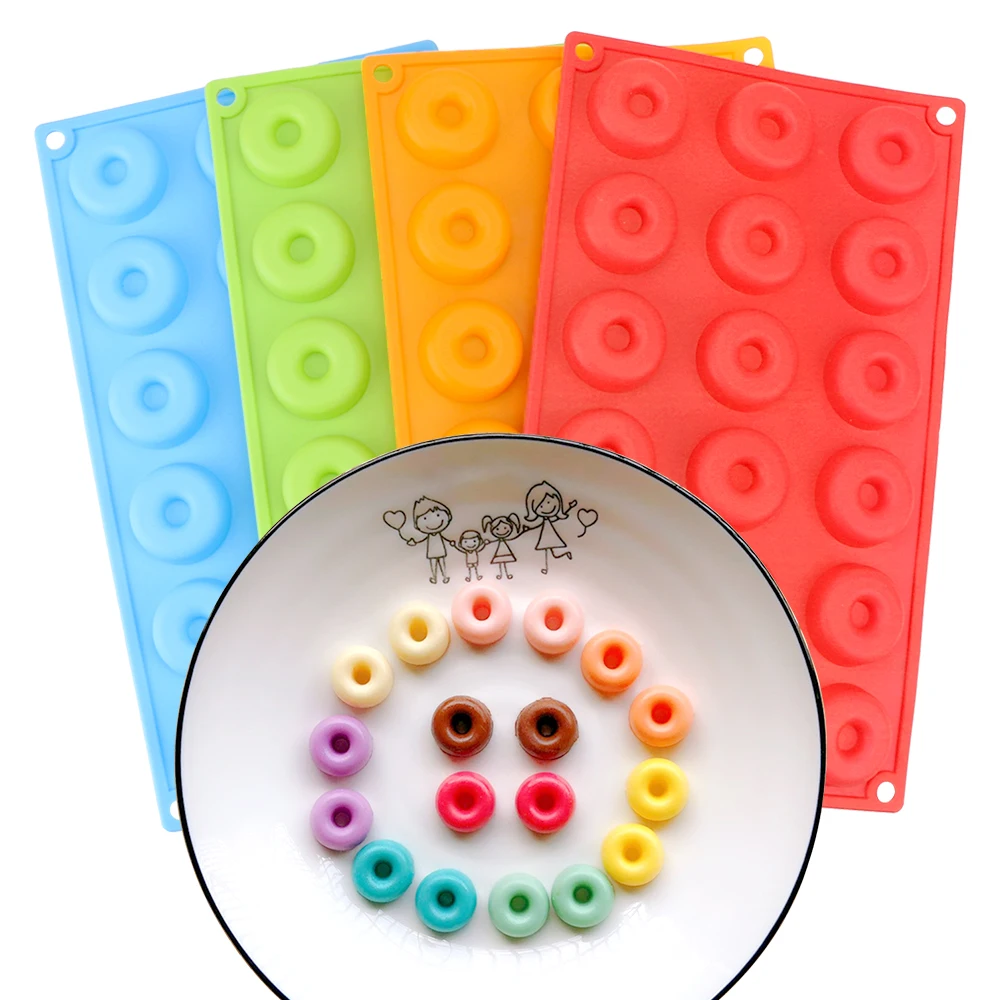 4 cm Küchenwerkzeug Keks Kuchenformen Donut Dessert Backform Mini Schokolade/Donut Silikonform Silikonform 18 Mulden Image