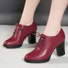 2025 neue Frauen Pumpt Schuhe PU Leder Elegante Spitz Spitze-Up Dicke High Heels Flach Feste Beiläufige Plus größe 43 Weibliche Schuh