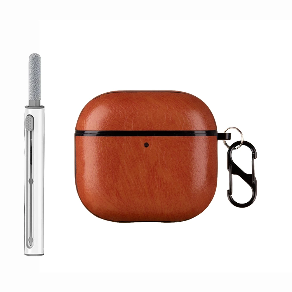 Leder-PC-Hülle für Airpods 4, mit Reinigungssets, Schutzhülle, kabellose Kopfhörerhüllen für Apple Airpods 4, Abdeckungen mit Haken Image