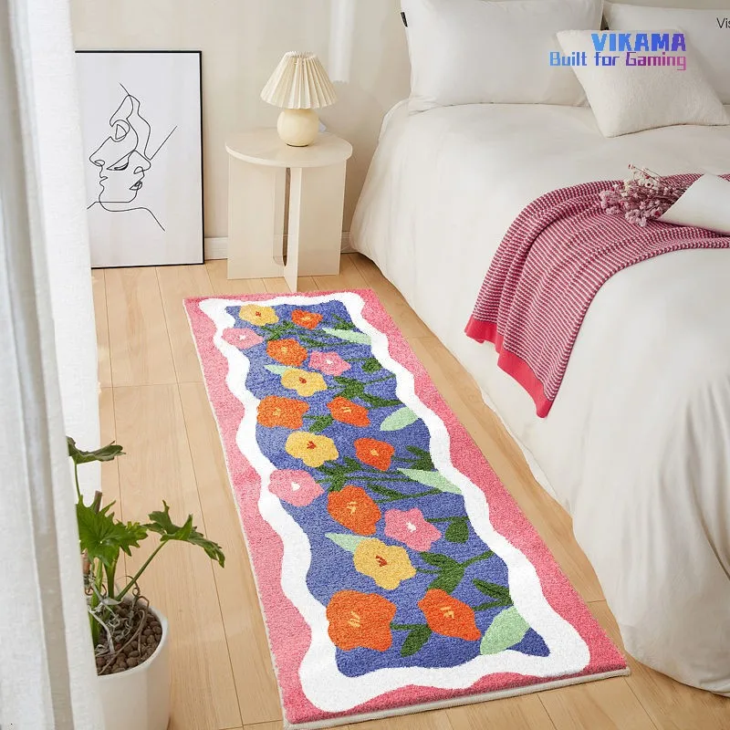 VIKAMA Teppich aus Kunstschaf-Samt, Schlafzimmer, schmutzabweisend, Nachttisch-Teppich, einfacher Eingang, Badezimmer, zottelige Bodenmatte, Heimdekoration