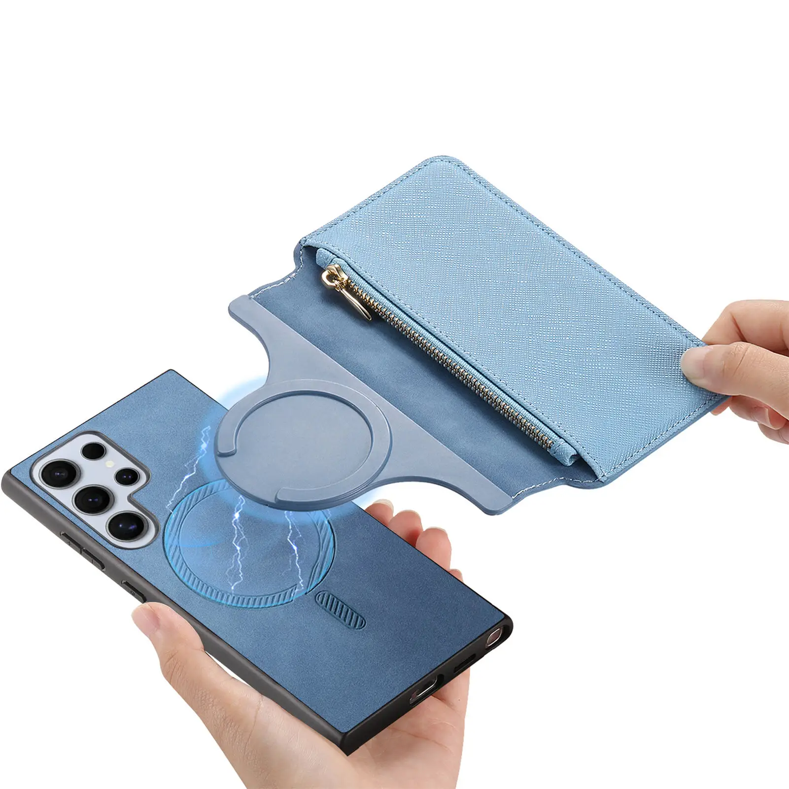 2-in-1 abnehmbare magnetische Reißverschlusskarten Solt Wallet Ledertasche für Samsung S25 Ultra S24 FE S23 Plus A16 A06 A56 A26 A36 Cover Image
