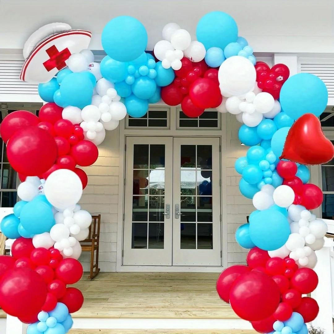 151-teiliges Krankenschwester-Ballonbogen-Set für Krankenschwestern, Abschlussfeier, Dekoration, geeignet für medizinische Absolventen, Krankenschwestern Image