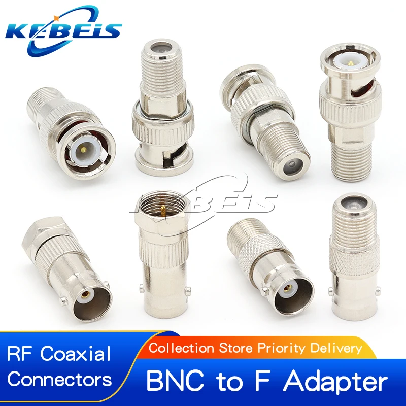 1 Stück Adapter BNC zu F TV Stecker & Buchse Gerader Anschluss F zu BNC RF Koaxial-Verbinder Testkonverter 50 Ohm KEBEIS Image