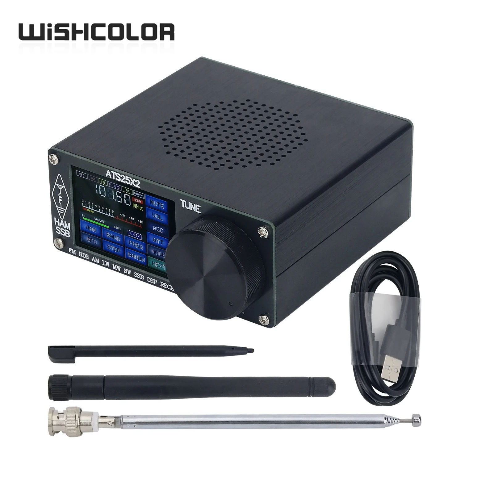 Wishcolor ATS25X2 Funkempfänger FM RDS AM LW MW SW SSB DSP-Empfänger mit WIFI-Antenne 2,4-Zoll-Farb-Touchscreen Image