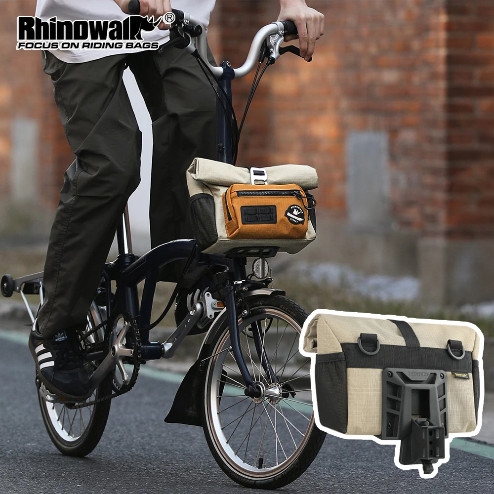 Rhinowalk für Brompton Dahon Faltrad Lenkertasche 4L Schnellverschluss Fahrrad Vorderrohr Urban Cycling Aufbewahrungstasche Umhängetasche Image
