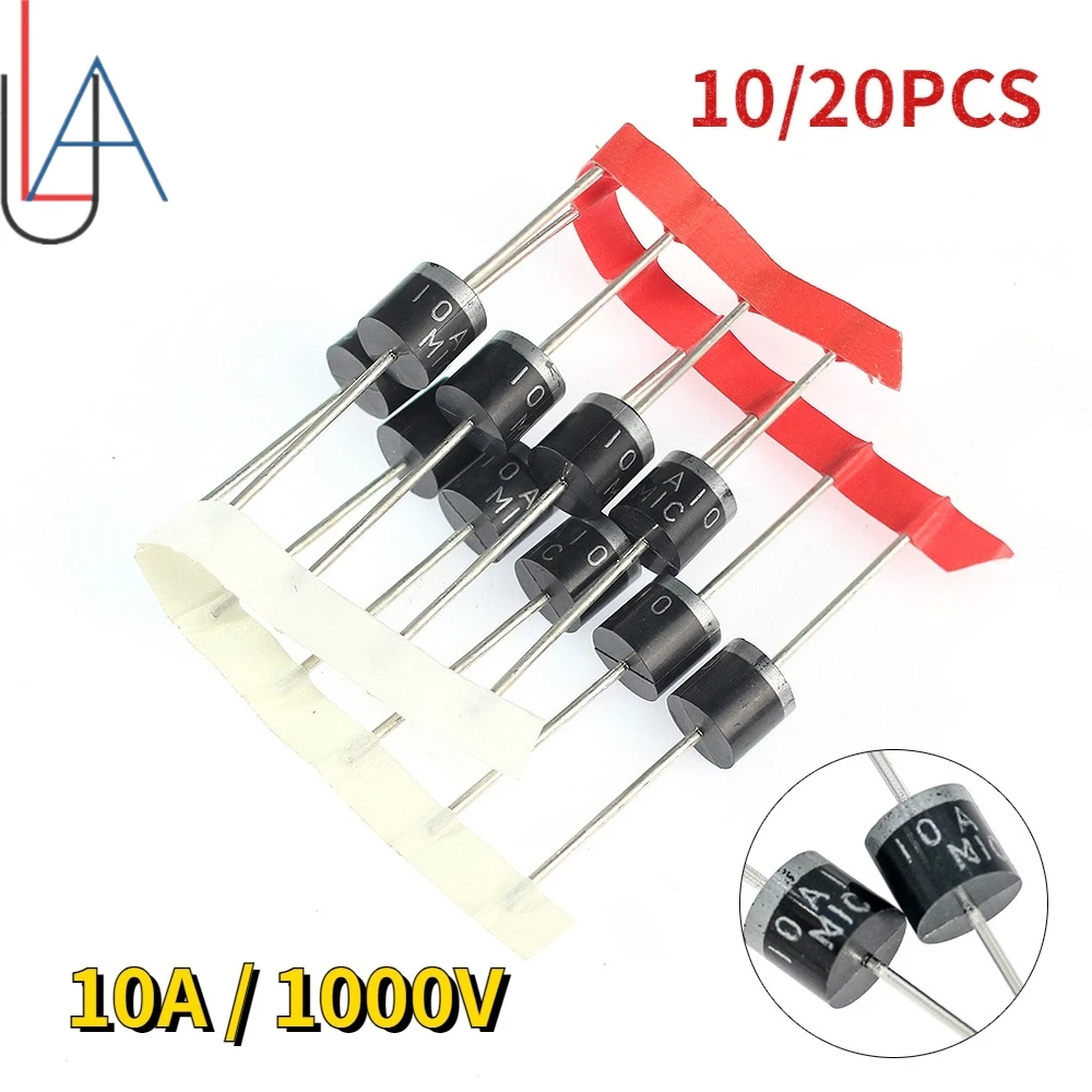 LAOBEI 10/20 Stück 10A10 Dioden 10A 1000V DO-27 elektrisches Axial-Gleichrichterdioden-Kit Image