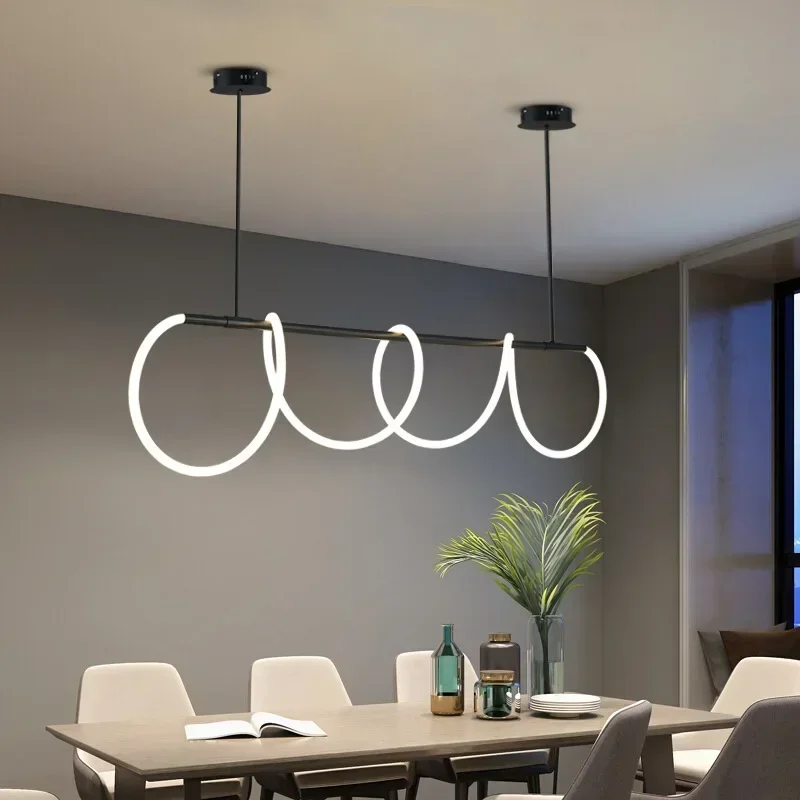 Designer Led Lange Schlauch Kronleuchter Tisch Esszimmer Küche Bar Minimalistischen Anhänger Lampe Wohnkultur Beleuchtung Kronleuchter Leuchten