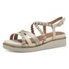 Keilsandalette TAMARIS, Damen, Gr. 39, beige (creme), Leder, Lederimitat, modisch, Schuhe, Riemchensandale, Sommerschuh mit verstellbarer Schnalle