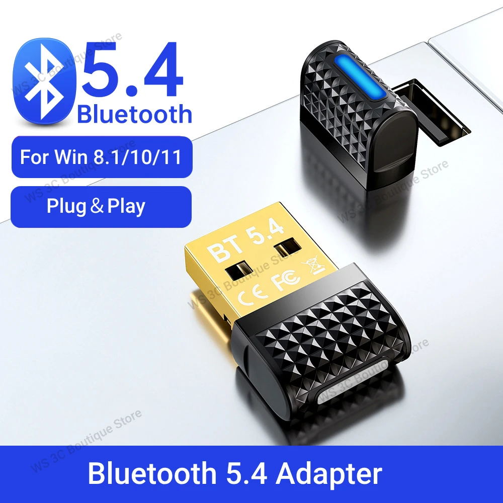 USB Bluetooth 5.4 Adapter Bluetooth 5.3 Dongle Bluetooth Empfänger & Sender für Bluetooth Tastatur/Maus/Kopfhörer/Lautsprecher Image