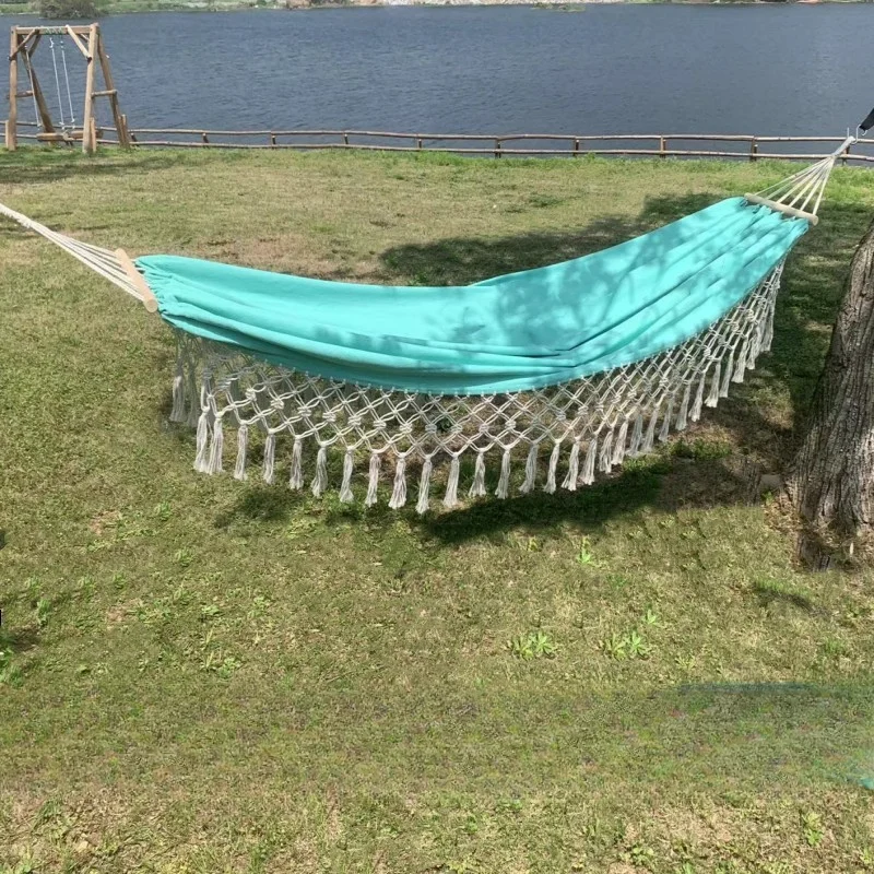 Hängematte Outdoor Camping Freizeit Leinwand verdickte Schaukel Hängematte Anti-Rollover perfekt für Garten terrasse Hinterhof Image