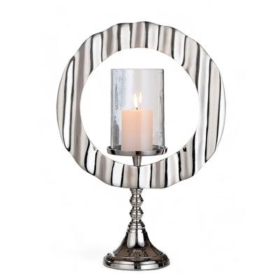 Windlicht CASABLANCA BY GILDE "Kerzenleuchter Circulus silber", silber (silberfarben), B:32cm H:46cm T:13cm Ø:0cm, Aluminium, Kerzenhalter Image