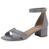 Sandalette TAMARIS, Damen, Gr. 40, blau (hellblau), Textil, Veloursleder, unifarben, elegant, Schuhe, Blockabsastz, Sommerschuh, Riemchensandale mit Kreuzbandage