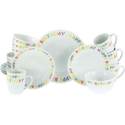 Kombiservice CREATABLE "Happy Birthday, Kombi-Service 20-tlg.", bunt (weiß, bunt), 20 tlg., Porzellan, Geschirr-Sets, Fröhliches buntes Geschirr, Für alle Geburtstagsfeierlichkeiten Image