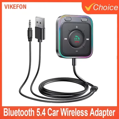 VIKEFON Plug and Play Bluetooth 5.4 Autoadapter mit zwei Mikrofone Geräuschunterdrückung AUX Bluetooth Wireless Receiver Car Kit Image