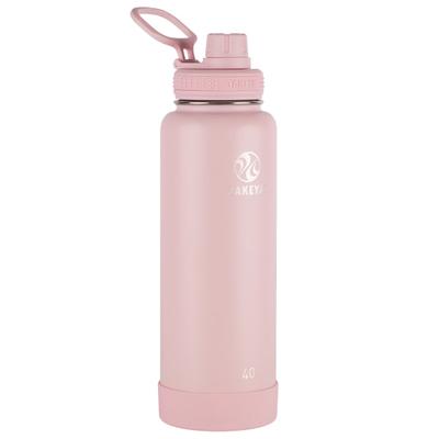 Takeya Actives Vacuum Insulated Stainless Steel Water Bottle With Spout Lid, 40 Oz, Blush