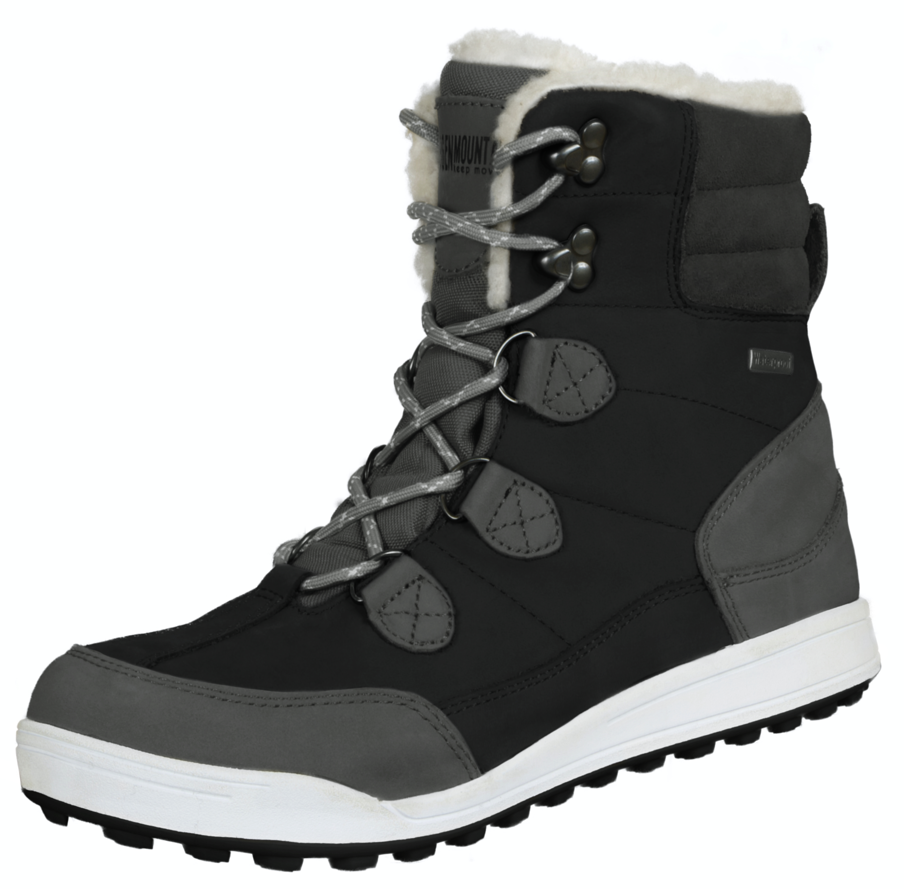 Damen Fellstiefel mit Lammwolle Winterstiefel Schwarz