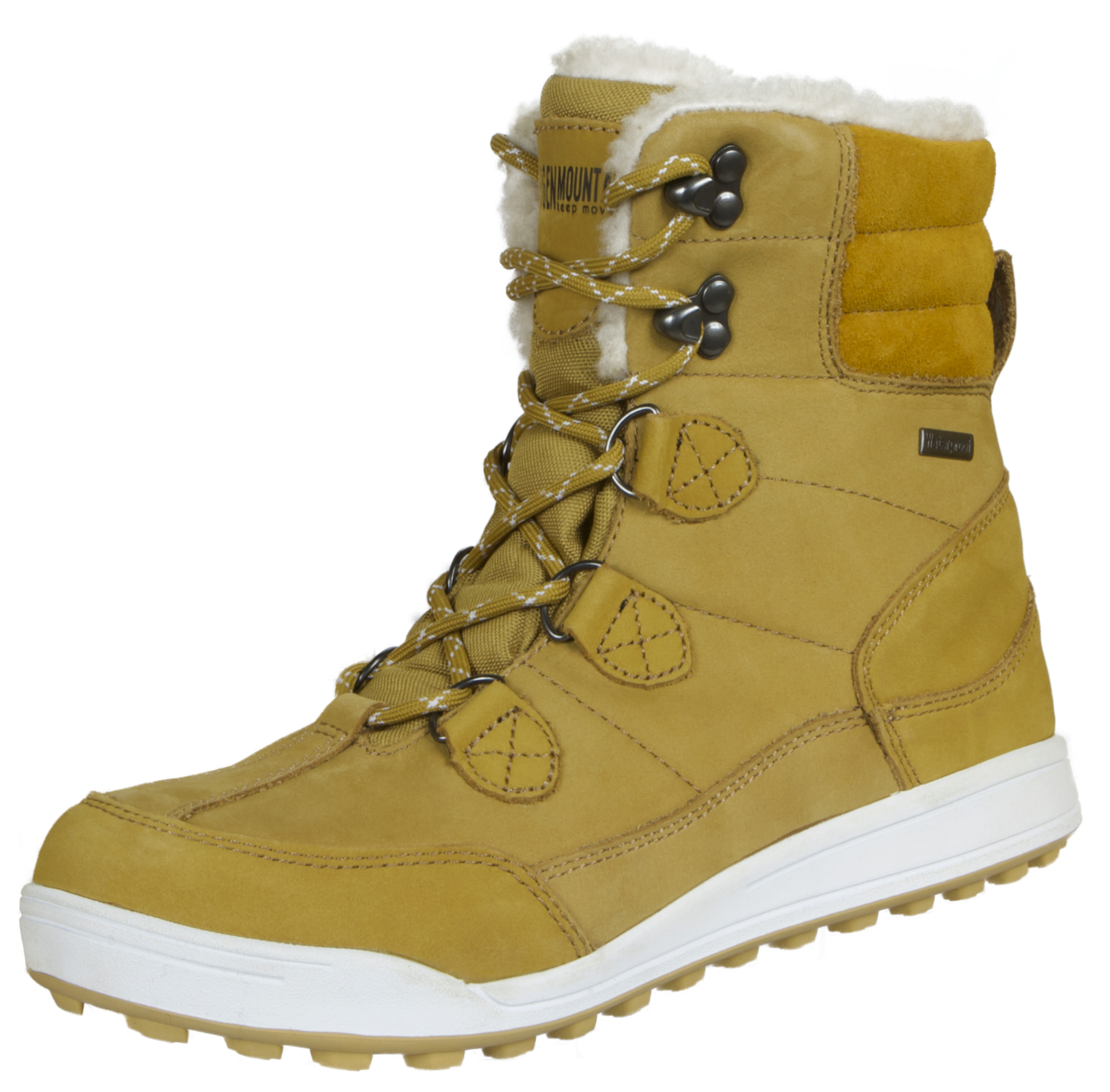 Damen Fellstiefel mit Lammwolle Winterstiefel Braun