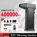 Ventola violenta 400000 giri/min Potente pulitore per polvere turbo senza spazzole Tipo-C Ventilatore d'aria ricaricabile Pulizia PC 58 m/s Ventilatore a getto
