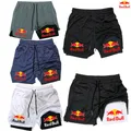 Pantaloncini da corsa Red Bull da uomo Fitness Gym Training Pantaloncini sportivi 2 in 1 Pantaloni corti da jogging a doppio ponte per allenamento estivo ad asciugatura rapida