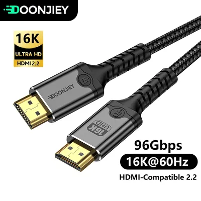 16K HDMI-Compatible Cable 96Gbps Ultra High Speed HDMI2.2 Braided HDR Digital Video Cable For PS5